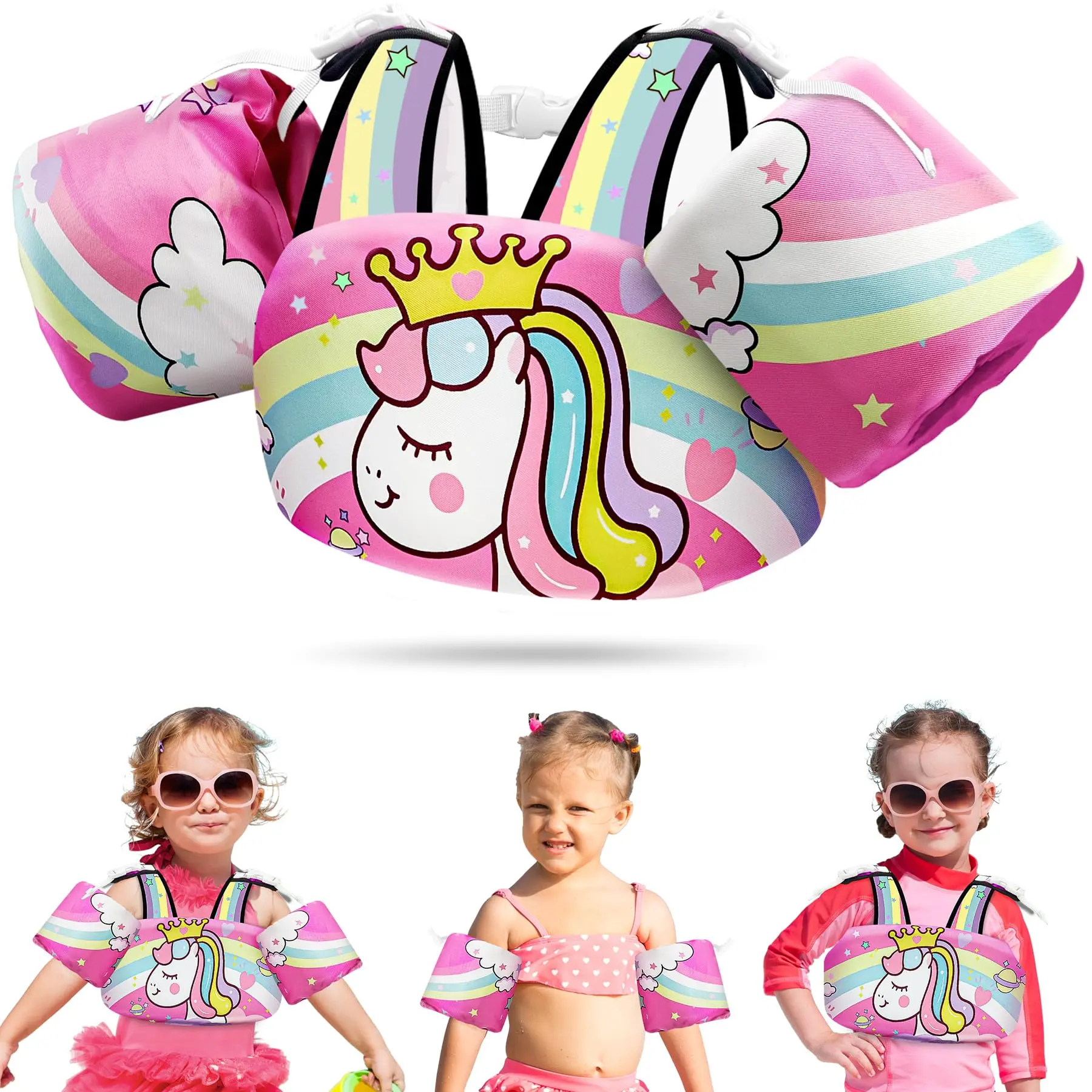 [Deals For You] Vvinca Toddler Swim Vest for Kids, Puddle Jumper Floaties Jacket with Adjustable Crotch Strap and Shoulder Straps, Available for 1-3 Years 13-30 lbs & 2-6 Years 22-66 lbs, Ideal for Lake, Beach & Summer Pool Party