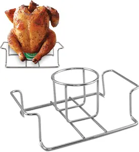 Beer Can Chicken Holder for Grill and Smoker, Premium Grade Stainless Steel Beer Chicken Stand with Handle