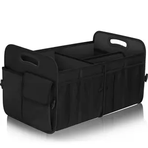 Trunk Organizer,Storage Organizer with 72L Large Capacity Waterproof Collapsible and 11 Pockets,Organizer for Car Suv/Jeep/Sedan, Large Size, Black