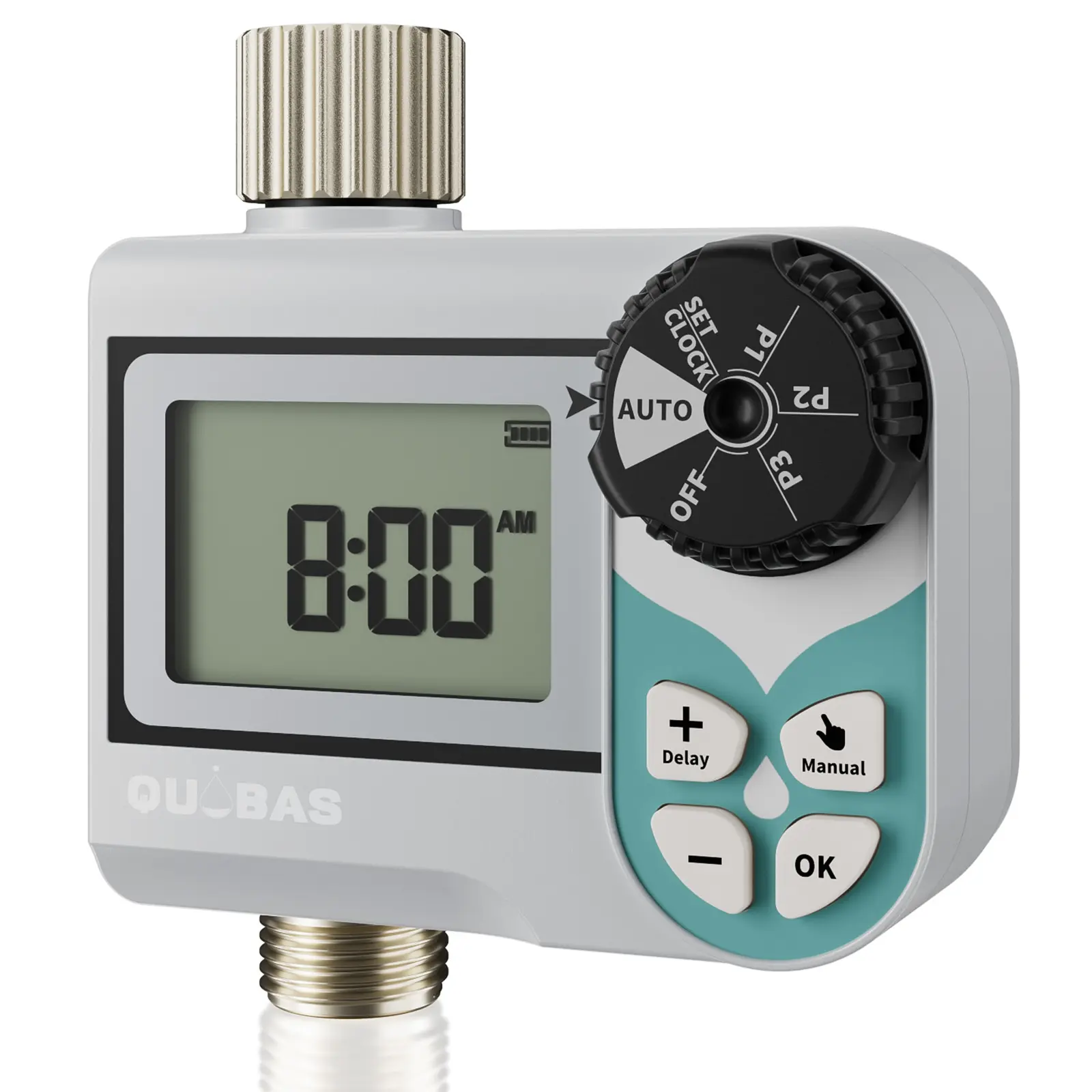 QUOBAS Water Timer, Digital Irrigation Controller with LCD Display, Auto and Manual Modes