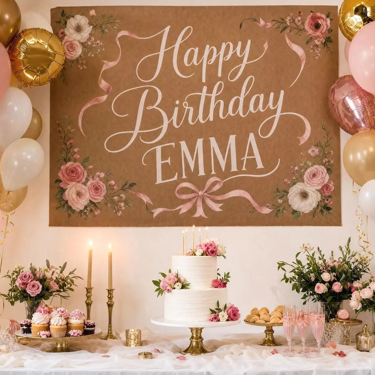 Custom Printed Butcher Paper Tapestry, Personalized Birthday Backdrop, Kraft Paper Party Sign, Large Birthday Banner, Custom Party Decor