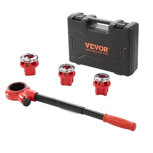 【DealsForYouDays】VEVOR Ratchet Pipe Threader Kit,  , 1/2" NPT, 3/4" NPT, 1" NPT Manual Ratcheting Pipe Threader, Portable Pipe Threading Tool Set with 3PCS NPT Dies, Storage Case for Galvanized Aluminum Iron Copper Pipes