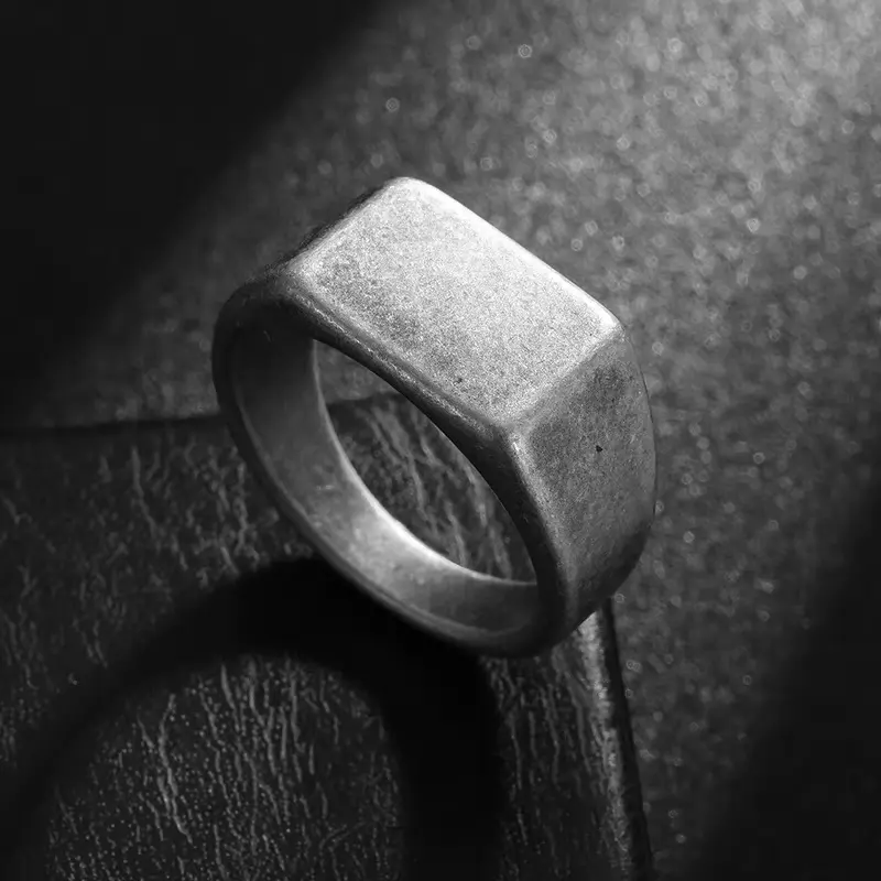 Titanium Steel Finger Ring Men Antique Silver Tribal Ring Irish Celtic Band R9