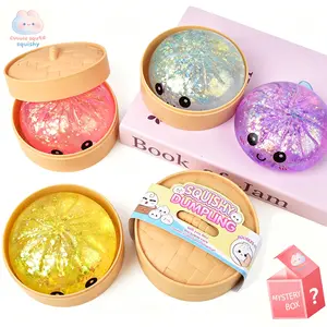 【2026 New Mini Dumpling Squishy Squeeze Toy】Random Color, Slow Rising Glitter Bao Bun Squishy, Stress Relief Squishies, Steamer-Included Desk Anxiety Relief Toy
