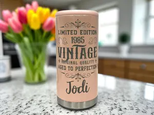 Milestone Birthday Slim Can Cooler – Laser Engraved, Vintage Design, Personalized Insulated Birthday Gift