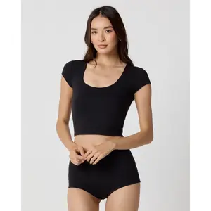 Power Mesh Plunge Tee