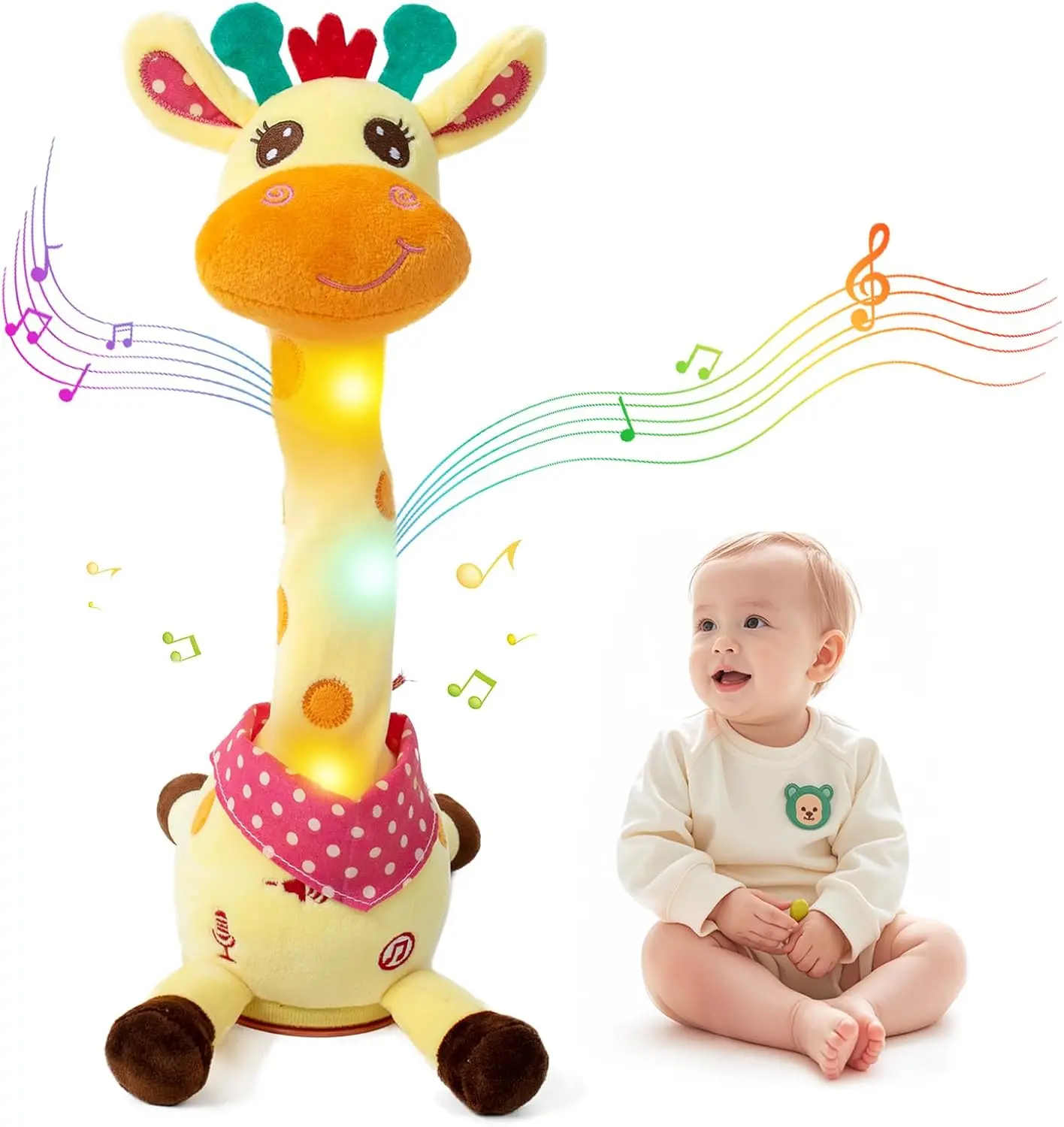 Dancing Giraffe Toy, Talking Giraffe Toys Musical Mimicking Toy, Singing 10 Pcs Songs for Baby Boys Girls, Repeating What You Say, Sing+Dancing+Recording+LED | Singing 10 Songs for Baby Boys Girls, Repeating What You Say, Dancing Recording LED