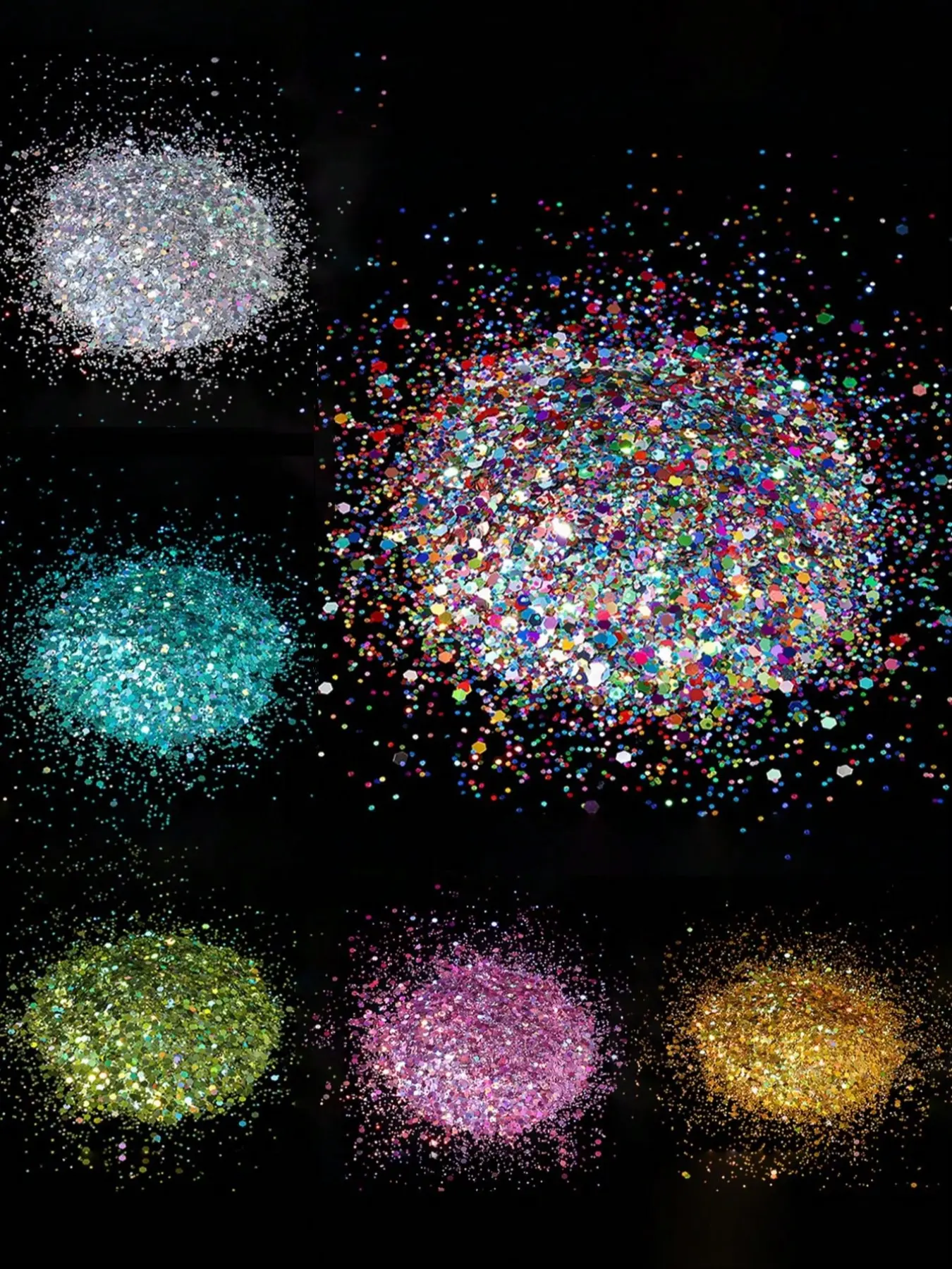 50g/Bag Holographic Hexagonal Block Shaped Epoxy Resin Filling Sheet Glitter Shiny For Diy Epoxy Resin Crazy Nail Art Filling Mixed Resin Filling Powder for Craft Decoration Shimmer Glitter Package