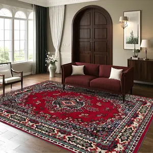 Velvet+Soft and Comfortable: Traditional Persian Art Pattern Printed Carpet, Home Decoration Carpet, Living Room Carpet, Sofa Mat, Doorway Mat, Tea Table Mat, Bedroom Carpet, Bedside Carpet, Shopping Mall, Coffee Shop, Home Decorative Rug