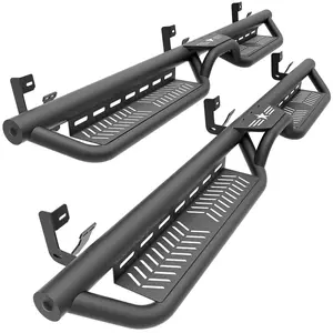 Quad Cab Running Board Side Step Compatible for 2009-2018 Dodge Ram 1500 (Included 2019-2024 1500 Classic), 2010-2024 Ram 2500 3500 Double/Extended Cab, Two Stair Rail Nerf Bar Star Logo