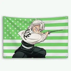Sanemi Shinazugawa American Flag Tapestry  Demon Slayer Anime Wall Banner, Outdoor & Indoor Garage Decor, Bedroom & Home Flag for Anime Fansvalentine's gift for bf