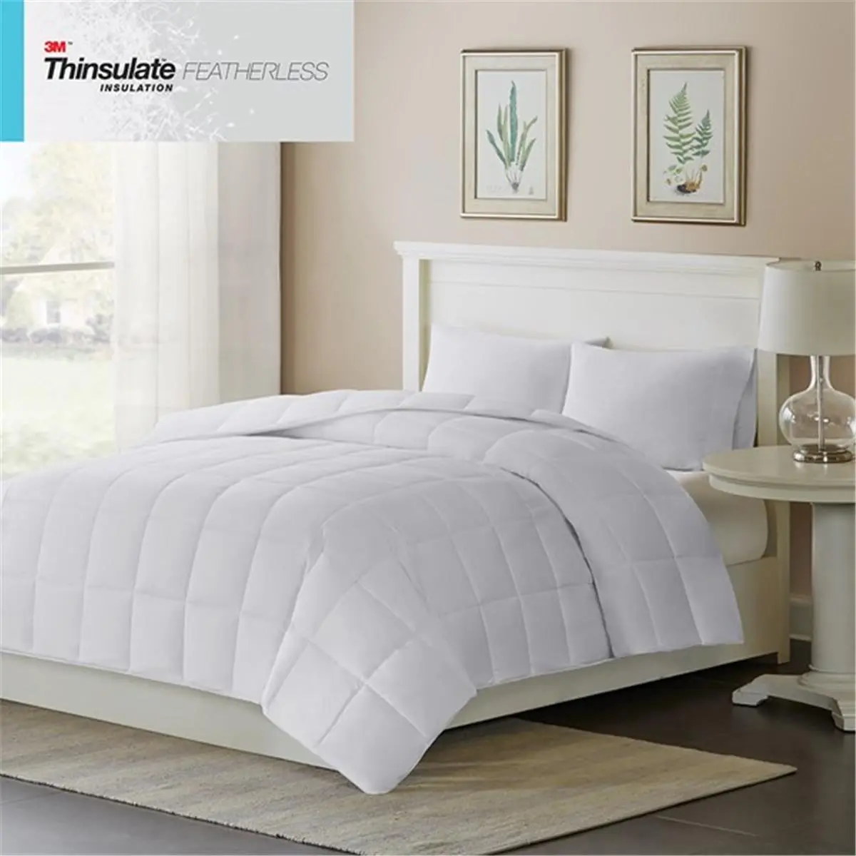Philosophy Reptile & Amphibian Decoration Lightweight Duvet Insert, Twin Size, Hypoallergenic, Insulating Box-Quilted Polyester Fiber Fill, Sateen Double Insertion, White
