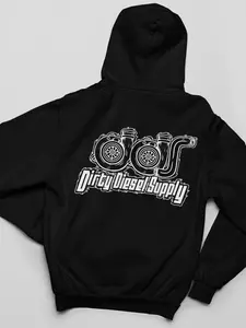 Black Dirty Diesel Supply Turbo Turbocharger Design Pullover Hooded Sweatshirt Casual Tops Fleece Menswear Long Sleeve Sweaters Longsleeves