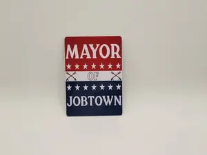 Mayor of Jobtown, Firefighter aluminum playing card. Firefighter gifts, firefighter helmet card. Magnet option available.