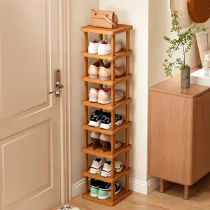 Foldable Bamboo Shoe Rack Organizer - 3/6/9-Tier Vertical Space-Saving Shoe Storage Shelf for Entryway, Closet Home Organization Supplies