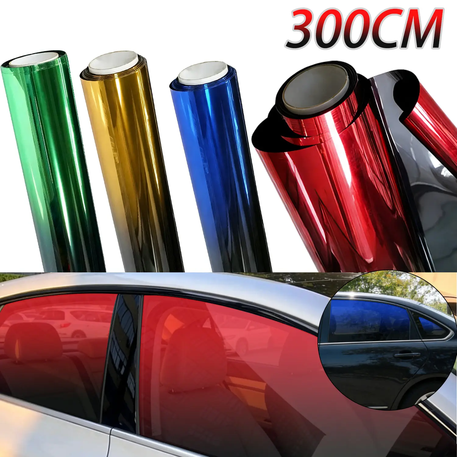 300CM Car Gradient Sunshade Film PET,Two ToneUncut Roll Window Tint Film Heat Control Anti UV for Car Window