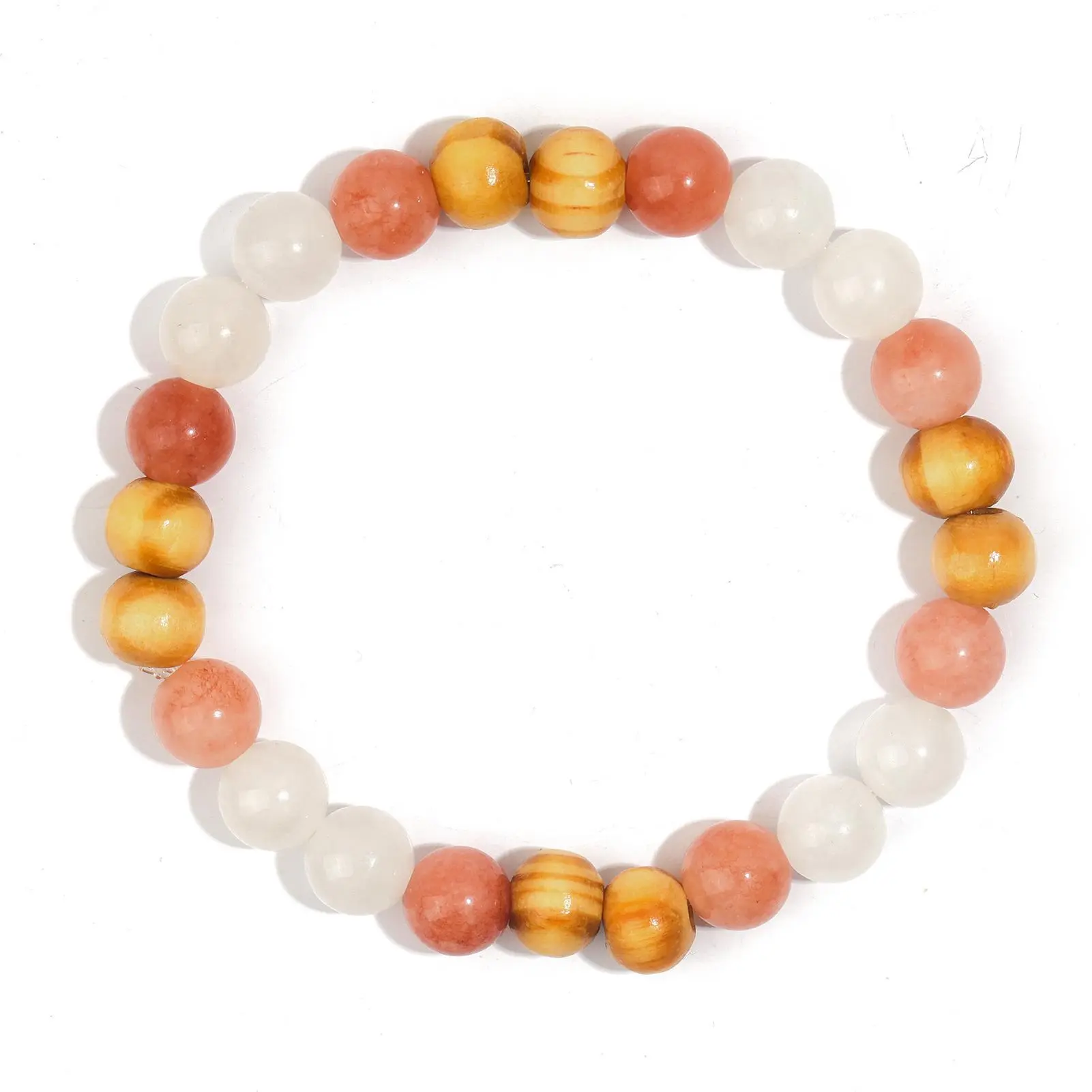 Sun Stone+Wood Grain Beads+White Jade Ma