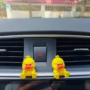 2PCS 3D Printed Angry Duck Car Decorations, Funny Ducks Car Dashboard Decorations Accessories Interior - Expressive Yellow Duckies with Black Eyes & Orange Beaks, Funny Car Dashboard Decorations for Cars, Trucks, SUVs, Cute Car Accessories