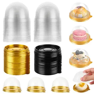 200 Pieces Mini Bundt Cake Containers, Clear Plastic Cupcakes Containers Muffin Mooncake Holder, Mini Cupcake Boxes with Dome Lid for Cheese Pastry Dessert Mooncake