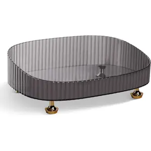 Clear Acrylic Perfume Tray, Round Makeup Bathroom Trays for Counter, Decorative Vanity Trays for Bathroom Countertop for Dresser Tops - Black