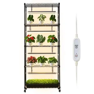 【DealsForYouDays】VEVOR Plant Shelf with Grow Light, 5-Tier Indoor Plant Stand, 71 in Tall Plants Display Rack with Wheels & 4/9/14H Timer, 80W T5 LED Full Spectrum Grow Lights, Flower Pot Holder for Seed Starting