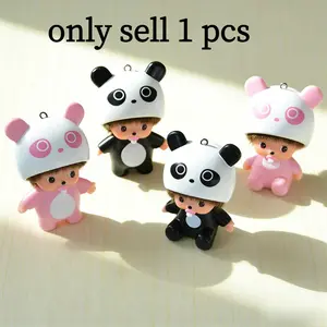 Monchhichi Panda Keychain, Cute Cartoon Key Ring, Desktop Decoration, Birthday Gift, Holiday Gift, for Kids and Friends