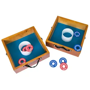 Bolaball Premium Washer Toss Game Outdoor Lawn & Yard Games Set of 2 Solid Wood Targets 2.5-inch Washers Toss Rings Bulls-Eye Pitching Board for Backyard Beach Camping Party