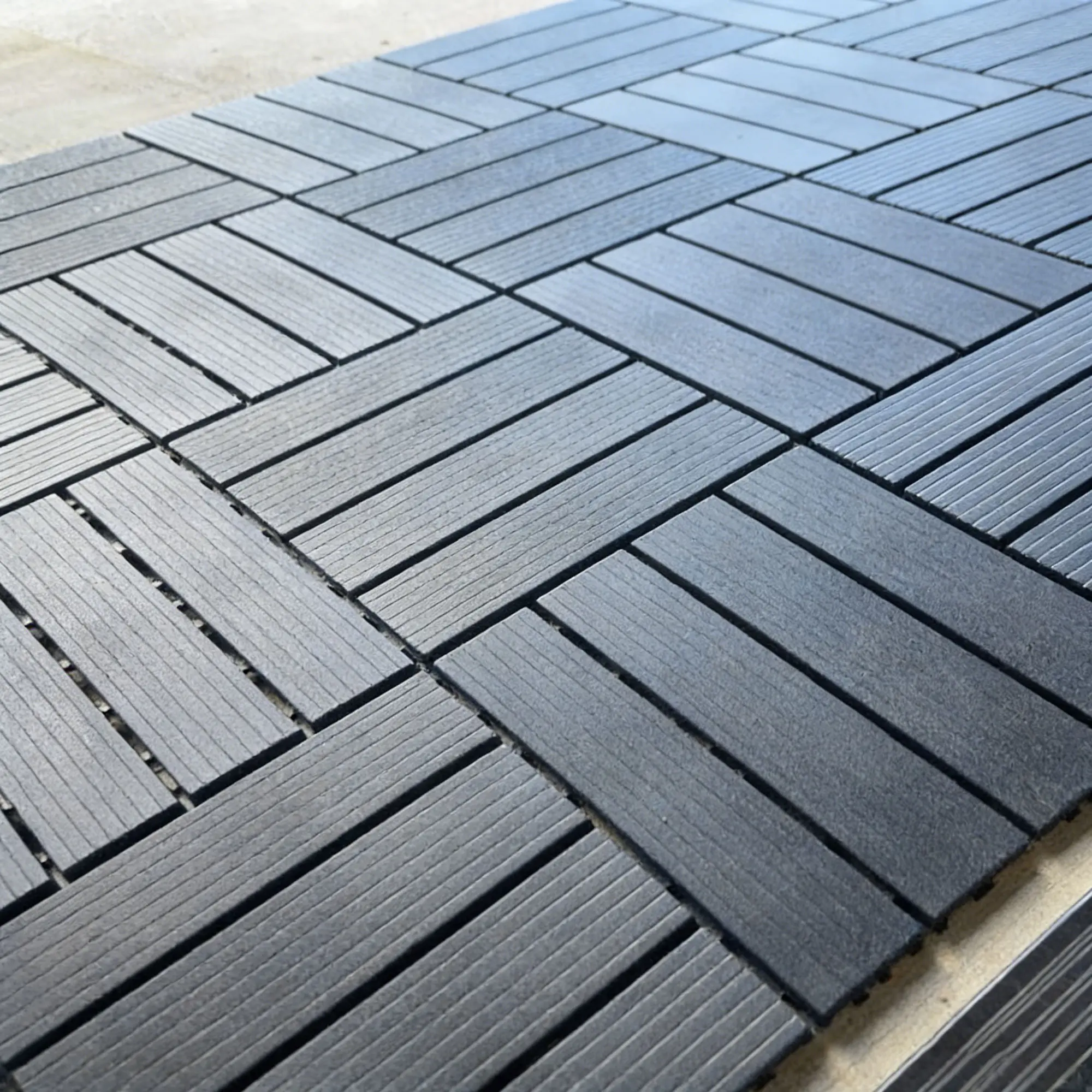 44-Pack 12"x12" Interlocking Wood Tile Floor - Non-Slip WPC All-Seasons Outdoor Indoor Flooring with Foam Marble Frameless Shower Door, Reinforced Garage Screen, High-Gloss Waterproofing Coating, Zellige Deck Tiles