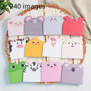 240 Cute Animal Theme Sticky Notes, Office Memo Stickers, DIY Scrapbook Decor, Reusable Write-On Stickers, 12 Books X 20 Sheets Each