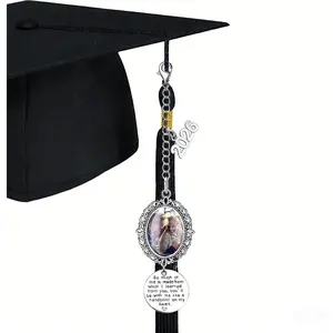 2026 Graduate Memorial Photo Tassel Charm Class of 2026 Graduation DIY In Memory Mortarboard Decoration for Cap and Gown Ceremony Charms