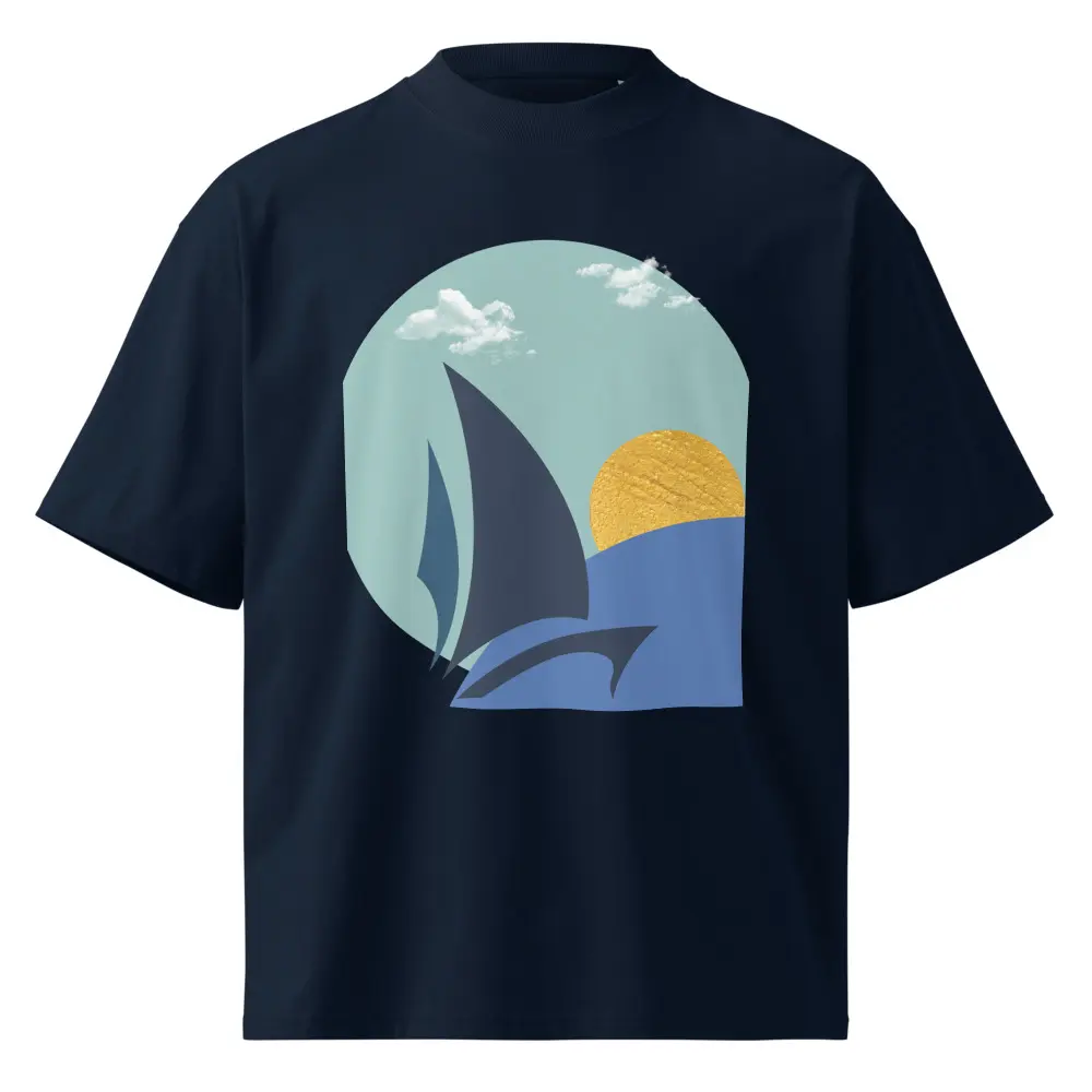 Daring Sunset Organic Oversized T-Shirt - 100% Combed Ring Spun Cotton Eco Friendly Urban Style Wide Neck Dropped Shoulders