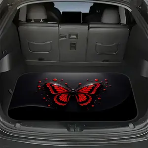 1 Piece Black Red Butterfly Pattern Car Trunk Mat, Universal Trunk Liner for SUV,Sedan or Wagon, Perfect for Family Road Trips, Oudoor Sports, Moving Boxes, Clean Vehicle Interior, Car Interior Accessory, Polyester Fiber, Car Accessories