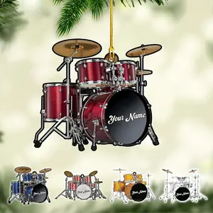 Personalized Drum Set Ornaments for Christmas, Customized Drummer Playing Drum Christmas Ornament 2024, Custom Name Year Drummer (Drum 5)