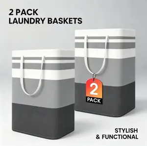 Tired of Cluttered Laundry? 2 Pack Collapsible Laundry Hamper, Freestanding Dirty Clothes Basket with Handles, Space Saving for Bathroom, Dorm, Laundry Room, TikTok Made Me Buy It