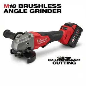 Milwaukee M18 125mm Brushless Cordless Angle Grinder - 8500 RPM Variable Speed - M14 Spindle -33mm Cutting Depth- High Power Metal Cutting & Grinding Power Tool for Professionals & DIY - Heavy Duty M18 System tiktokshopspringglowup