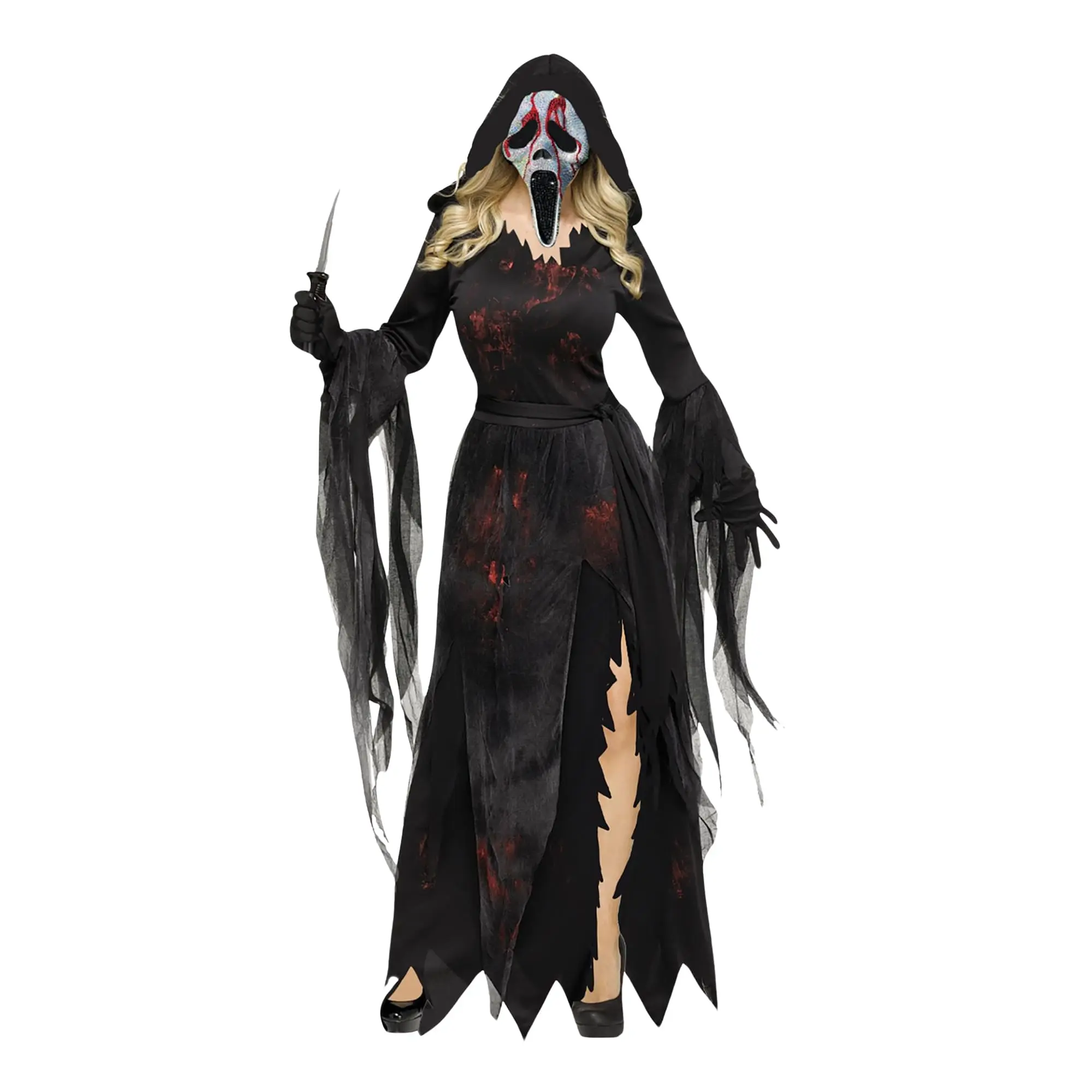 Scream Bloody Bling Ghost Face Adult Costume, Accessories, Halloween, Women, Clothes, Fabric Costume