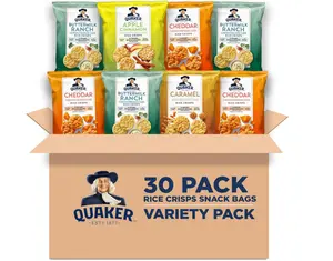 Quaker Rice Crisps, Gluten Free, 4 Flavor Sweet and Savory Variety Mix, Single Serve, 30 count