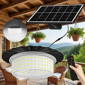 244 LED Solar Pendant Light Chandelier With Motion Sensor,Remote Control,5 Lighting Modes,IP65 Waterproof,360° Glow For Indoor Outdoor,Easy To Install,Hanging Lamp Use In Garden,Balcony,Pathway,Patio,Camping,Gazebo,Shed, Barn,Garage,Party,Tent,Home,House