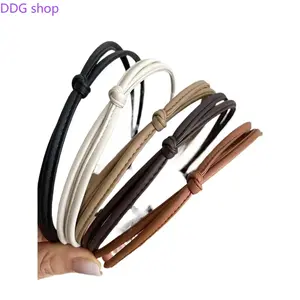 Women’s Abs Leather Minimalist Knotted Wide Hoop Headband, Solid Color Non-Slip Hair Accessory for Thick Hair, Headbands for Women Ideal for Daily Wear, Party Styling,summervibes