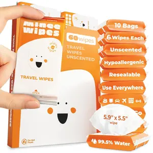 Unscented Travel Wet Wipes Hypoallergenic Gentle Skin Care Wipes for Kids Adults Baby