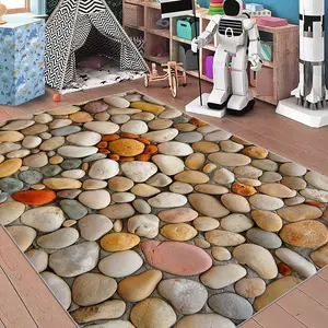 Stone Pattern Area Rug, 1 Count Non-slip Soft Floor Mat, Decorative Carpet for Home Living Room Bedroom Kitchen Study Room, Home Decor