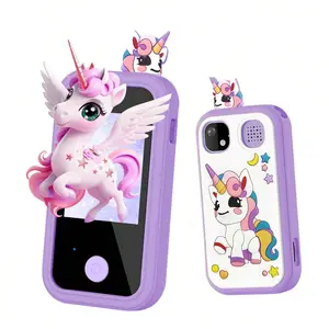 Girls' Kids Smart Toy Phone, for 3-9 Years Old, with Dual Cameras, Toddler Early Education Puzzle Games & Music Player, Ideal Surprise Gift for Christmas & Birthdays, Memory Card Compatible