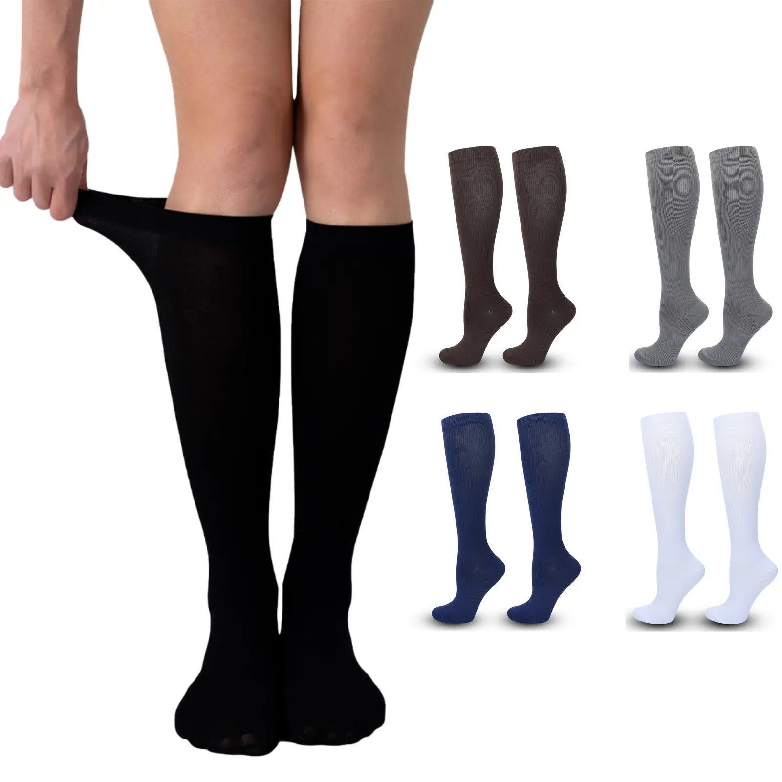 JointlyCreating Knee-High Support Socks for Women & Men - 3/5 Pair, Ideal for Nurses, Hiking, Travel, Running, and Long Hours