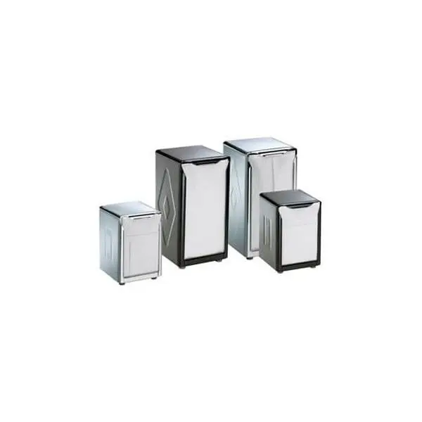 Carlisle Chrome Metal 2-Sided Sanitary Maintenance Table-Top Napkin Dispenser (Model B378723, 7.5x3.75x4 in.), Two-Sided