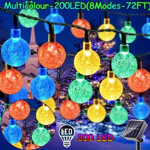 39/72FT,100/200LED Outdoor Waterproof Solar Powered Globe String Lights Featuring 8 Lighting Modes, Perfect Decor for Garden, Yard, Porch, Weddings and Festive Celebrations (Multicolor Led)