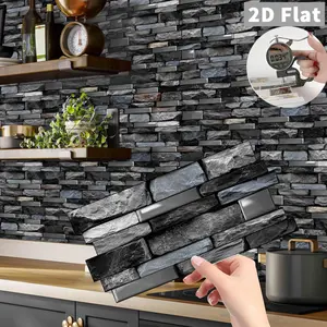 3D Peel-And-Stick Marble Effect Ceramic Tile Wall Stickers, Marble Backsplash Wallpaper, Waterproof Oil Resistant Mold Proof Easy Clean Heat Insulating