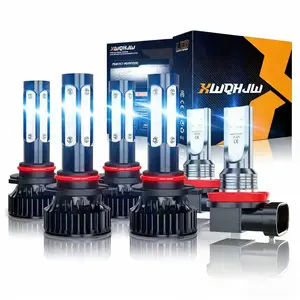 Professional Grade 6pcs LED Headlight & Fog Light Bulb Combo 6000-6500K Super Bright White Light Fit for Most Cars SUV Trucks Easy Installation No Battery Needed