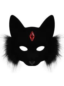Halloween Animal Mask Party Half-Face Fox Mask, Cosplay Props Couple Masks, Costume Accessories for All Seasons, Fun Dress-Up Gear