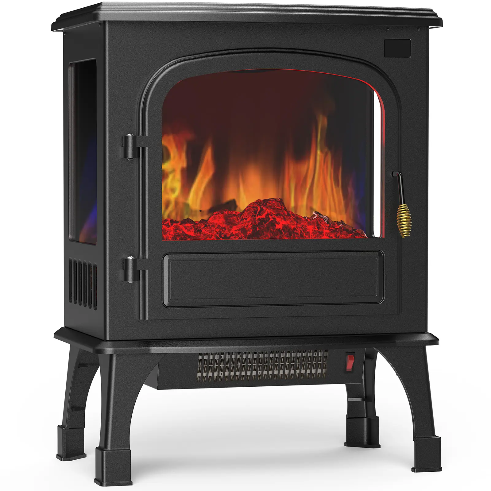 Freestanding Electric Fireplace Heater, 26” Indoor Fireplace with Adjustable Flame Effect, Easy Control, Small Corner Heater for Living Room, Bedroom