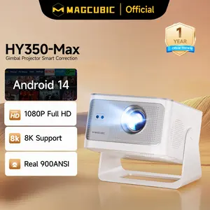 [US warehouse] Magcubic Latest HY350MAX Projector 900ANSI Auto Focus 8K Decode Android 14 Allwinner H726 Built-in 15W HiFi Speaker Dual WiFi6 BT5.4 Native 1080P 1.0:1 short Throw Portable Smart Projector For Home Cinema Movie Night Summervibes